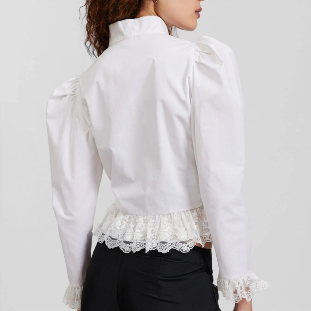 NWOT Batsheva 6 Grace Blouse White 
Victorian Cottagecore Prairie Lace Poplin - Picture 2 of 11